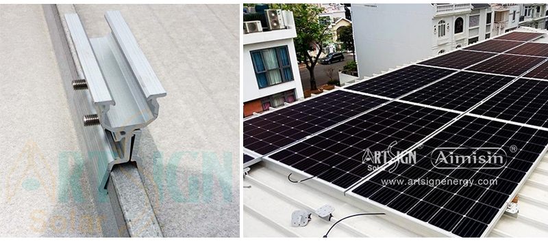 Railless solar mounting structure for metal roof
