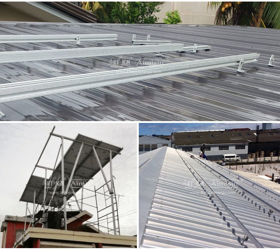 soportes de montaje solar de gancho de techo de acero inoxidable