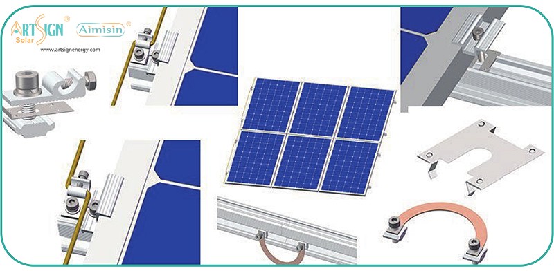 clips de puesta a tierra de montaje de paneles solares