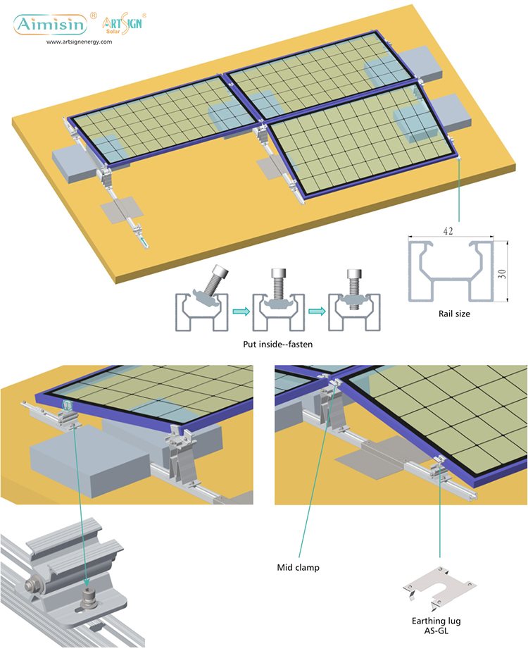 solución de montaje solar con balasto