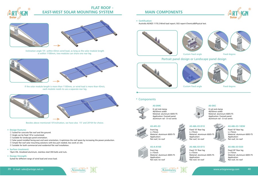 Sistema de estanterías de montaje solar en azotea plana