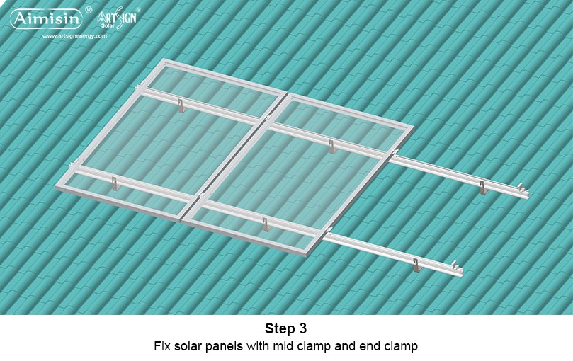 ARTE SIGN Paso de instalación de soportes de montaje solar para techo de tejas inclinadas