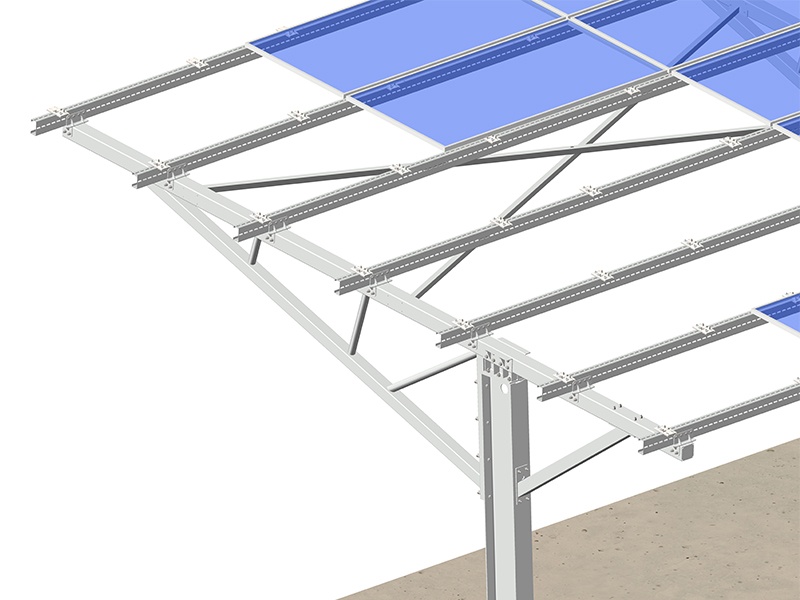 Estructuras de montaje para carport de paneles fotovoltaicos - Carport solar de un solo poste 