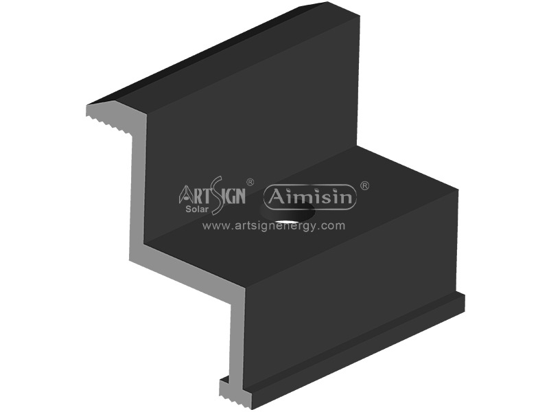 abrazadera de extremo de panel solar de aluminio negro anodizado AS-A-EC016-BLK
 