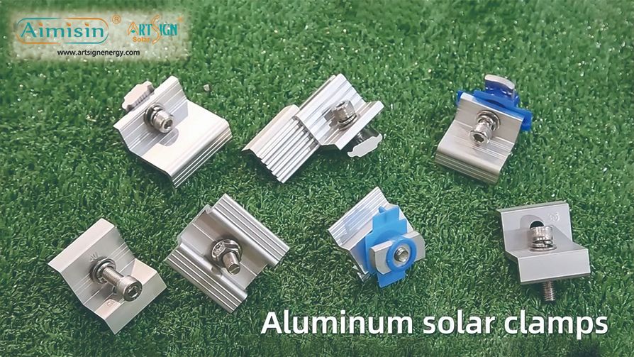 Abrazadera solar de aluminio de extremo medio para montaje en techo solar, gran oferta