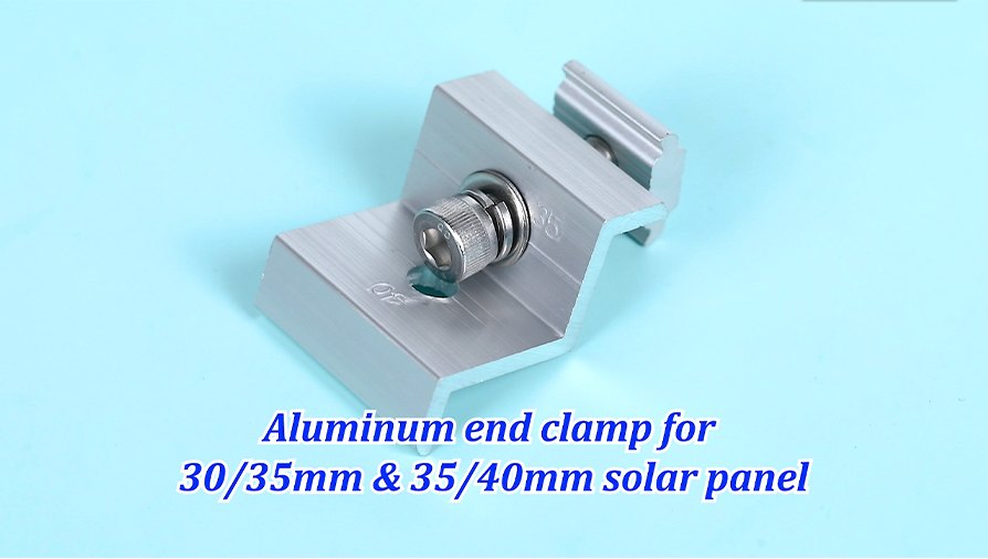 Abrazadera final de aluminio para panel solar de 30/35 y 35/40 mm de espesor